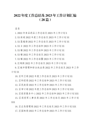 2022年度工作总结及2023年工作计划汇编（28篇）