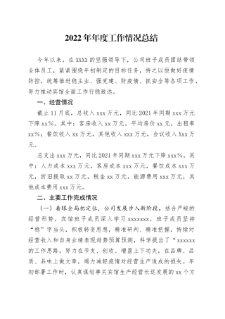 2022年度公司工作情况总结