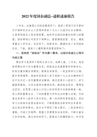2022年度国企副总-述职述廉报告