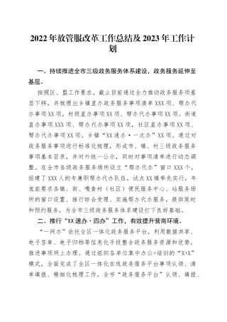 2022年放管服改革工作总结及2023年工作计划