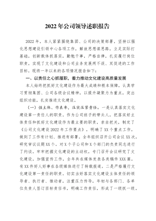 2022年公司领导述职报告(1)