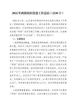 2022年两新组织党建工作总结