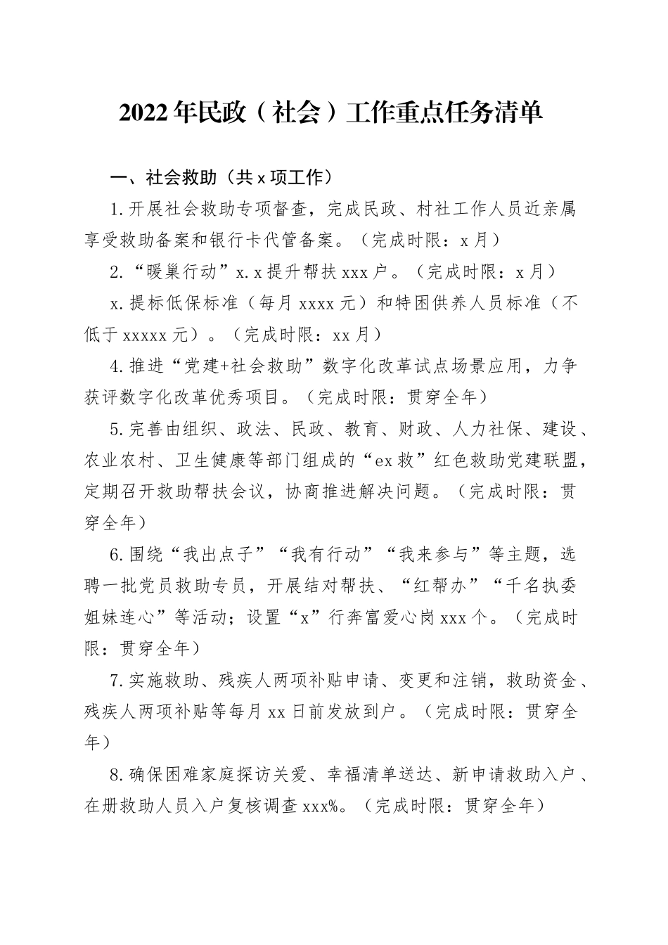 2022年民政（社会）工作重点任务清单_第1页