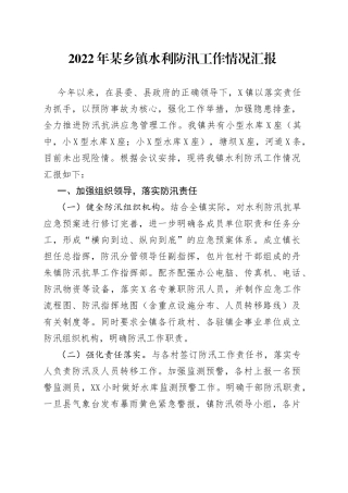 2022年某乡镇水利防汛工作情况汇报