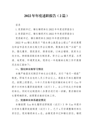 2022年年度述职报告（2篇）