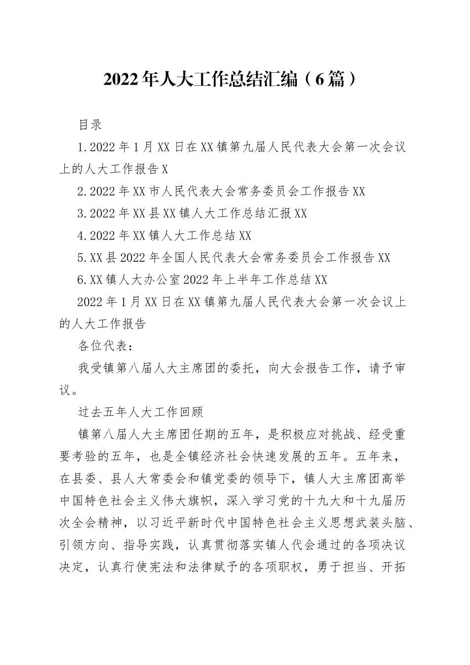 2022年人大工作总结汇编（6篇）_第1页