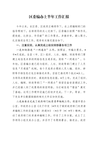 区委编办上半年工作汇报