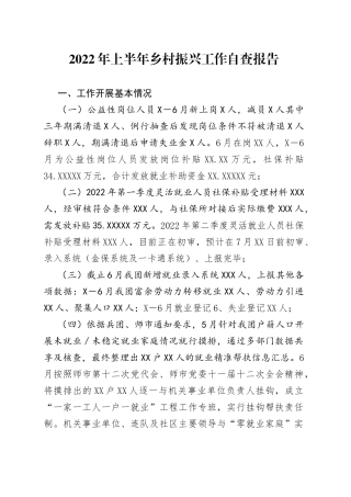 2022年上半年乡村振兴工作自查报告