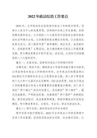 2022年政法综治工作要点