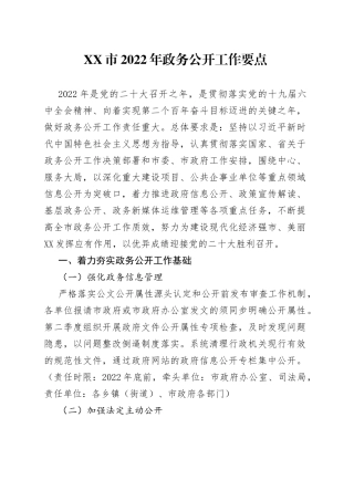 2022年政务公开工作要点
