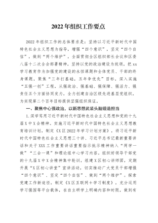 2022年组织工作要点