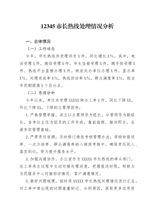 12345市长热线处理情况分析（1）