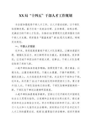 XX局“十四五”干部人才工作规划