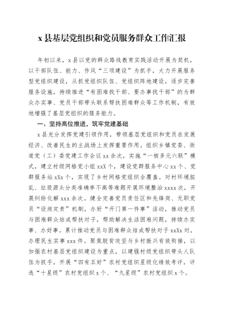 x县基层党组织和党员服务群众工作汇报
