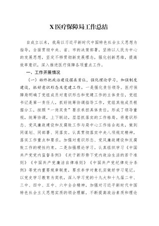 X医疗保障局工作总结