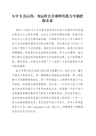 X中X会心得：勿忘昨日苦难辉煌蓄力今朝把握未来