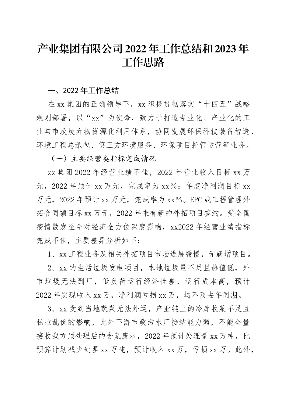 产业集团有限公司2022年工作总结和2023年工作思路（1）_第1页