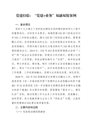 党建经验：“党建+业务”双融双促案例