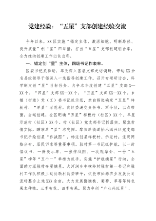 党建经验：“五星”支部创建经验交流