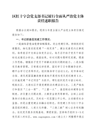 党支部履行全面从严治党主体责任述职报告
