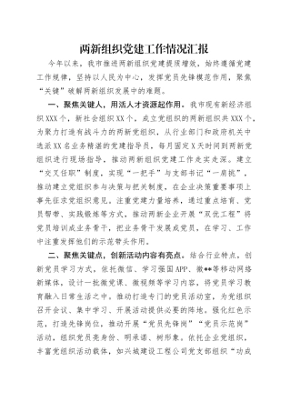 两新组织党建工作情况汇报