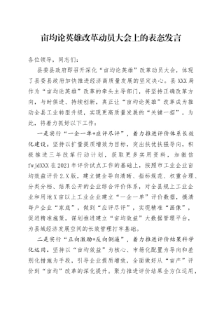 亩均论英雄改革动员大会上的表态发言（1）