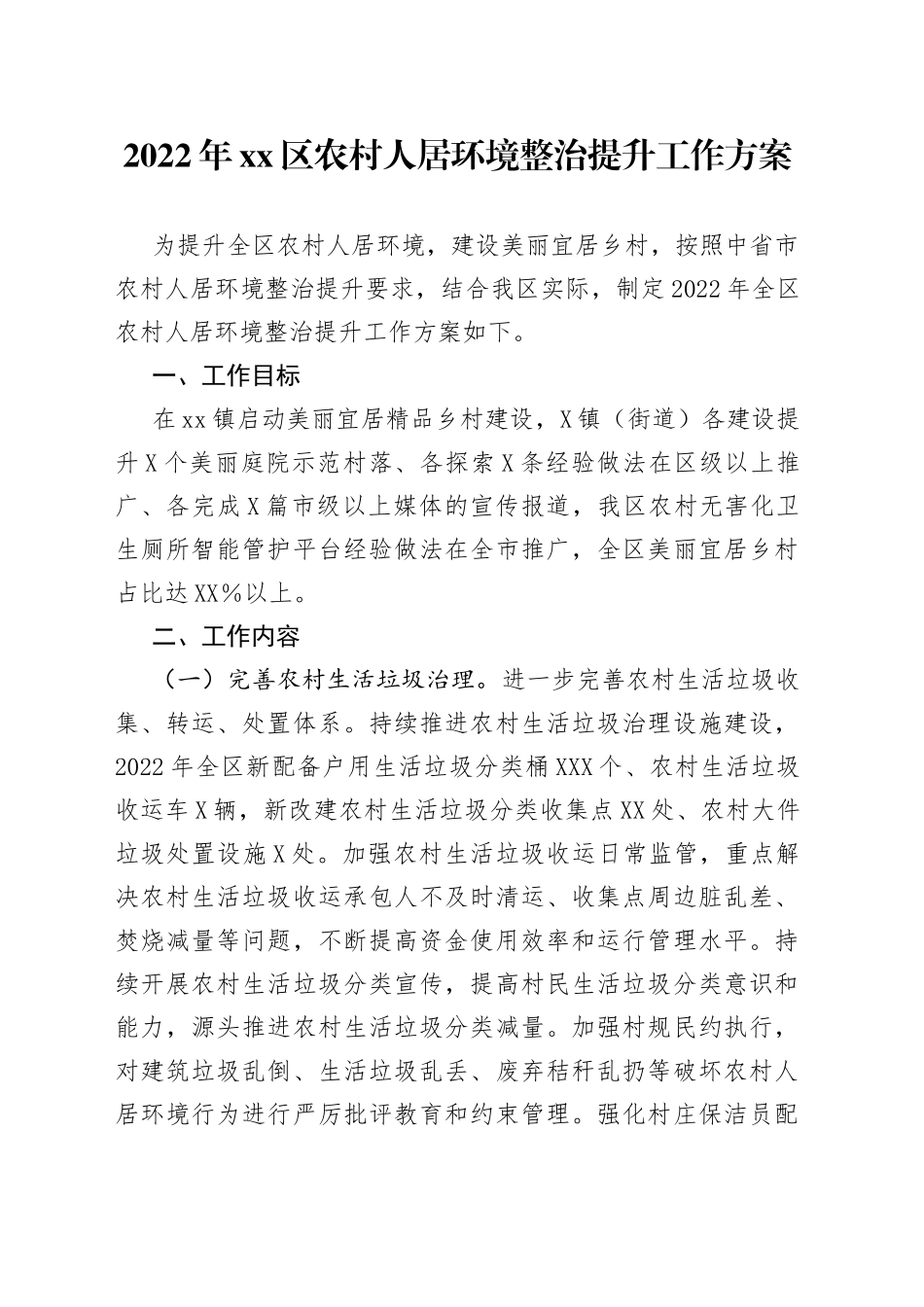 农村人居环境整治提升工作方案_第1页