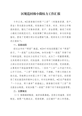 区规范村级小微权力工作汇报