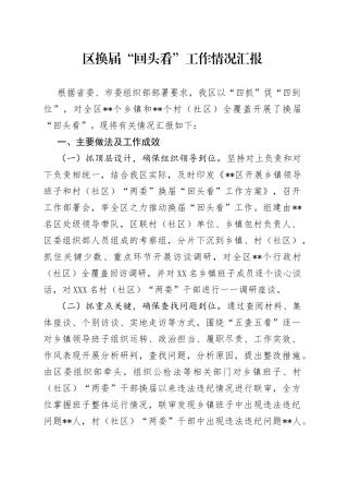 区换届“回头看”工作情况汇报