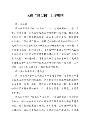 区级“田长制”工作规则