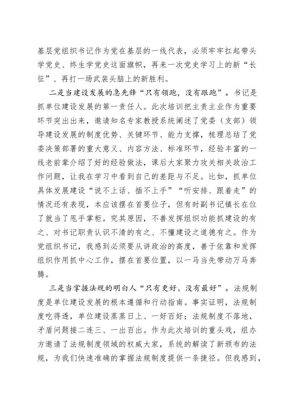 党组织书记培训总结发言材料——带好一队人，撑起一片天，做新时代党的好代表_第2页