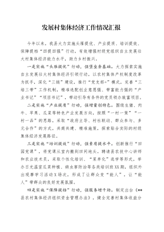 发展村集体经济工作情况汇报