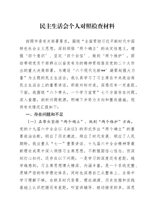 个人市领导民主生活会个人“六个带430170