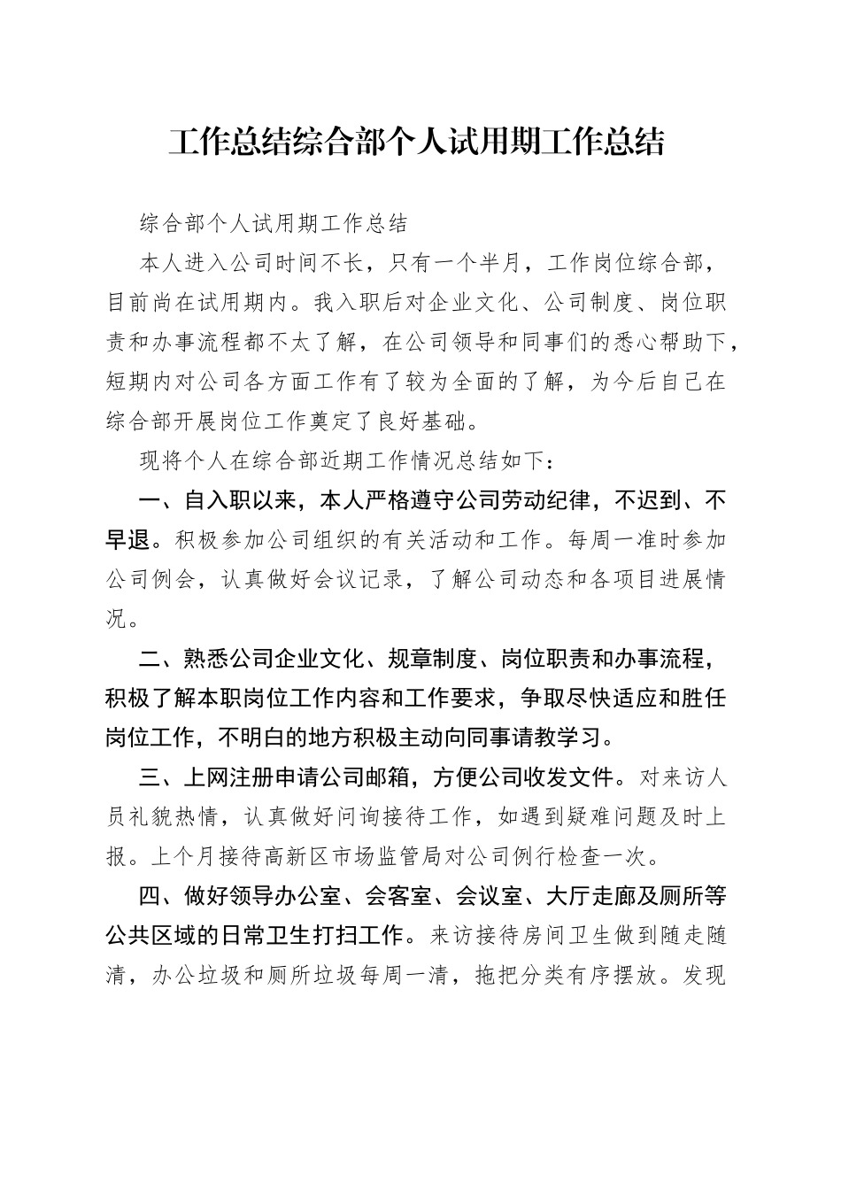 工作总结综合部个人试用期工作总结_第1页