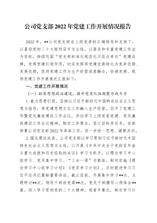 公司党支部2022年党建工作开展情况报告33