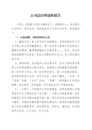 公司总经理述职报告