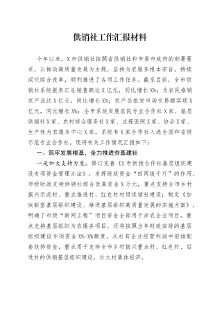 供销社工作汇报材料