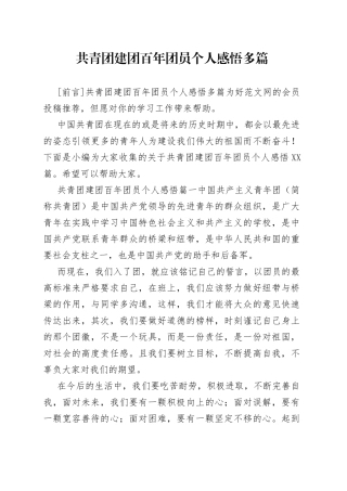 共青团建团百年团员个人感悟多篇