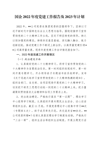 国企2022年度党建工作报告及2023年计划18