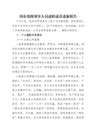 国企处级领导人员述职述责述廉报告
