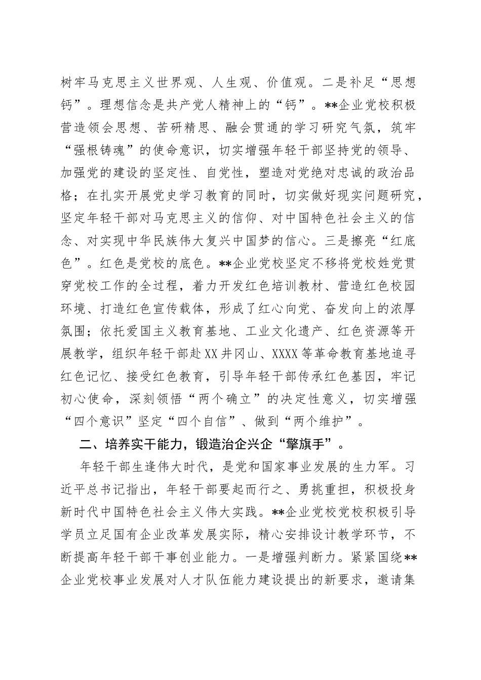 国企党建经验交流：着力提升年轻干部的政治定力、实干能力、担当魄力_第2页