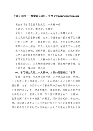 国企学习学习宣传贯彻党的二十大精神动员讲话：宣传者、推动者、实践者7_1