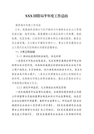 国资局半年度工作总结