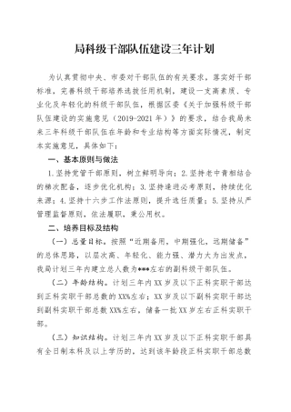 局科级干部队伍建设三年计划