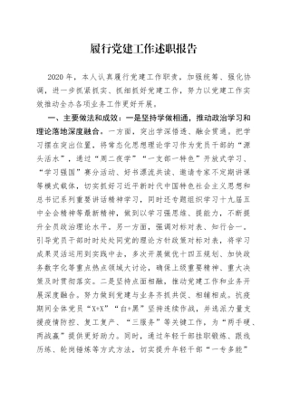 履行党建工作述职报告