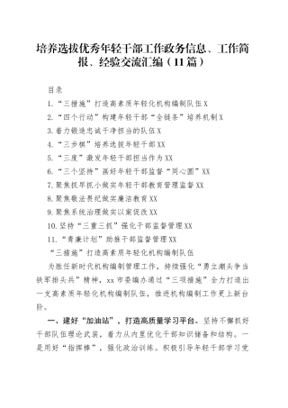 培养选拔优秀年轻干部工作政务信息、工作简报、经验交流汇编11篇04