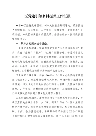 区党建引领乡村振兴工作汇报