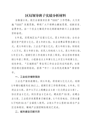 区局领导班子实绩分析材料（1）