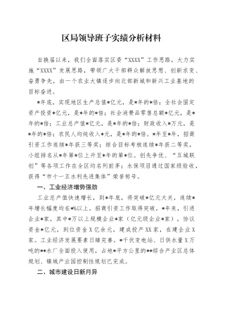 区局领导班子实绩分析材料
