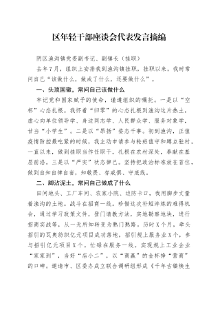 区年轻干部座谈会代表发言摘编